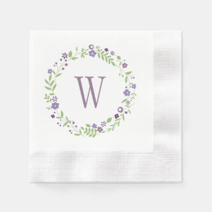 Rustikale Lila grüne Blumenkreide Serviette