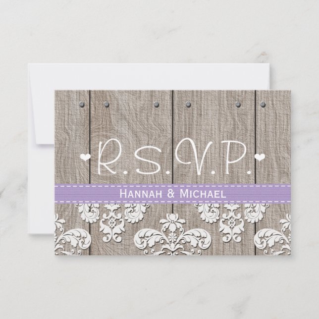 Rustikale Lila Hydrangea-Hochzeitungs-RSVP-Antwort RSVP Karte (Vorderseite)