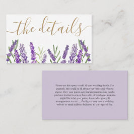Rustikale Lila Lavendel-Hochzeitsstimmung Begleitkarte