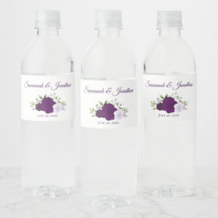 Rustikale Lila & Lavender Rose Elegante Hochzeit Wasserflaschenetikett