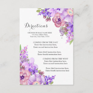 Rustikale lila lila Hochzeits-mit Blumenrichtung Begleitkarte