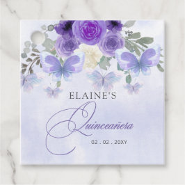 Rustikale Lila Lilac Butterfliegen Quinceanera Geschenkanhänger