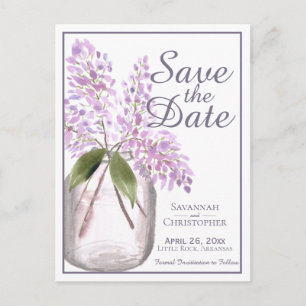 Rustikale Lila Lilacs Wedding Save the Date Einladungspostkarte