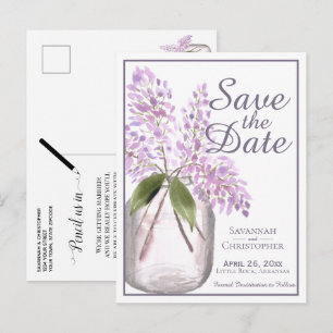 Rustikale Lila Lilacs Wedding Save the Date Einladungspostkarte
