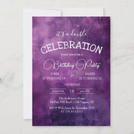 Rustikale Lila Paper Double Birthday Party Einladung