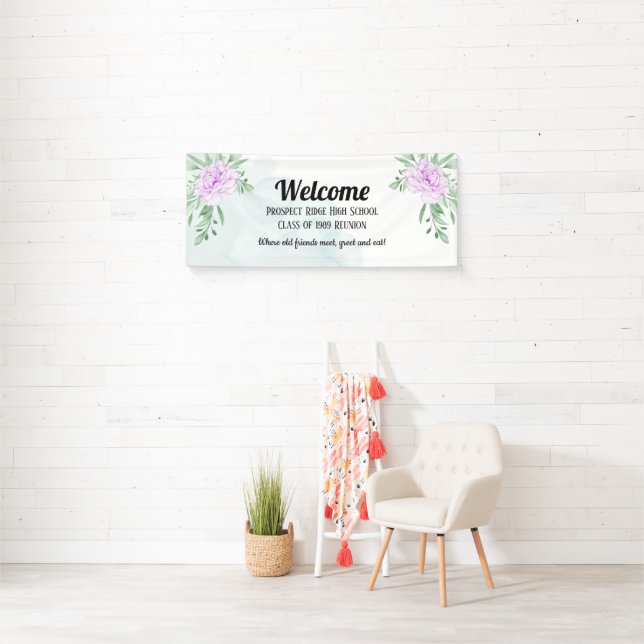 Rustikale Lila Rose Eucalyptus Class Wiedersehen Banner (Insitu)