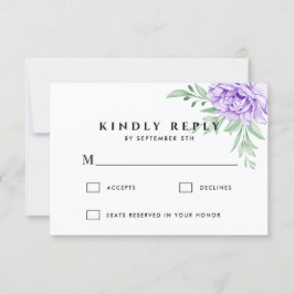 Rustikale Lila Rose Floral Eucalyptus Boho Wedding RSVP Karte