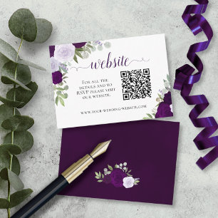 Rustikale Lila Rose Hochzeiten Website QR Code Begleitkarte