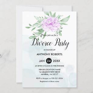 Rustikale Lila Rose Verlasse Grünpflanzen Scheidun Einladung