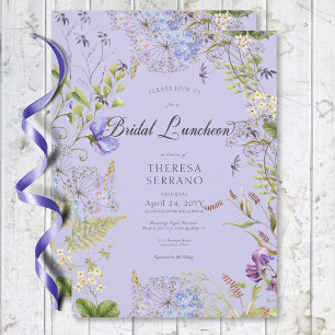 Rustikale Lila Sage Wildblume Bridal Mittagessen Einladung