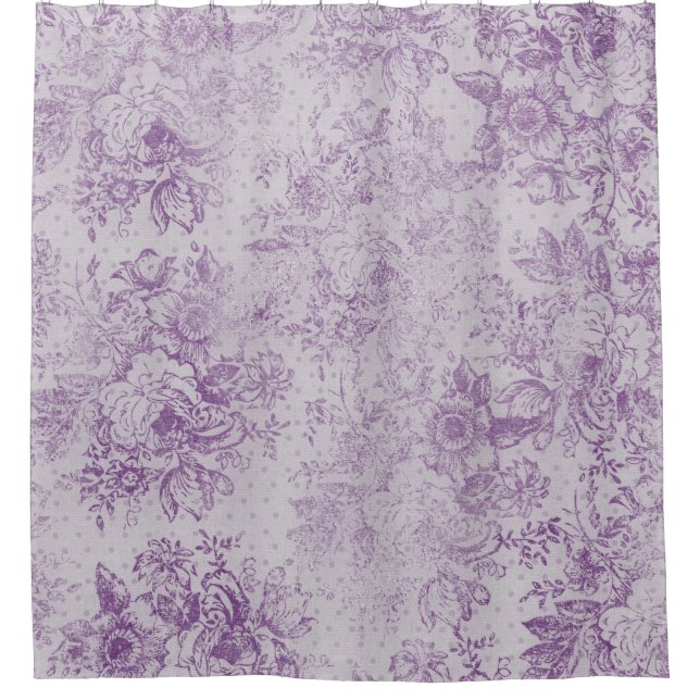 rustikale lila, Shabby Chic, blasse Lavendelfloral Duschvorhang (Vorderseite)