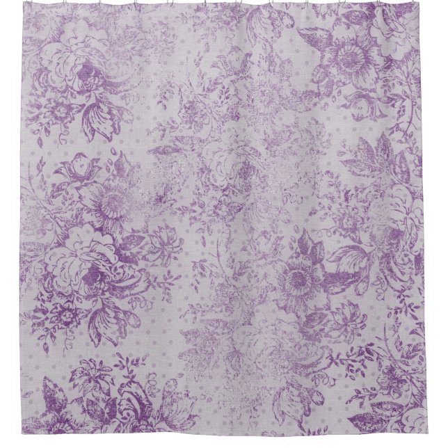 rustikale lila, Shabby Chic, blasse Lavendelfloral Duschvorhang (Vorderseite)