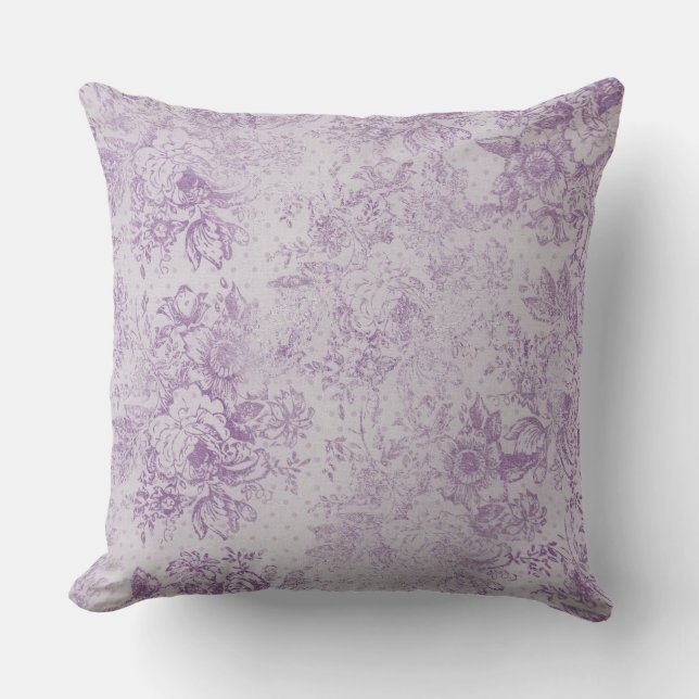 rustikale lila, Shabby Chic, blasse Lavendelfloral Kissen (Vorderseite)