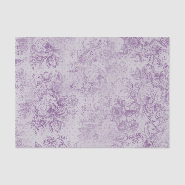 rustikale lila, Shabby Chic, blasse Lavendelfloral Seidenpapier (Vorderseite)