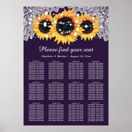 Rustikale Lila Sonnenblume Hochzeitskarte 12 Poster