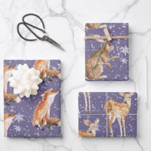 Rustikale lila Traube elegante schneebedeckte Wint Geschenkpapier Set