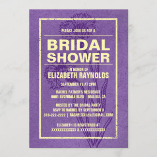 Rustikale Lila u. GoldBrautparty-Einladungen Einladung