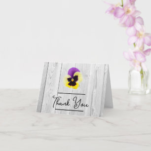 Rustikale Lila und gelbe Pansy Dankeschön Karte