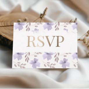 Rustikale Lila Wasserfarbenblütenhochzeit RSVP Karte