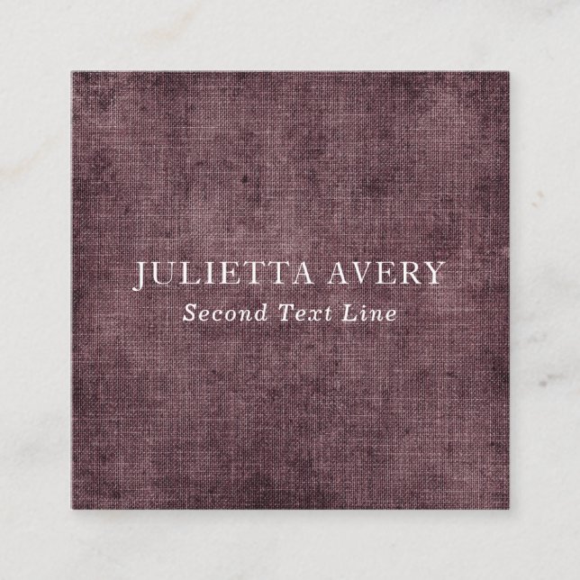 Rustikale Lila Weine Textur Beruflich Quadratische Visitenkarte (Vorderseite)