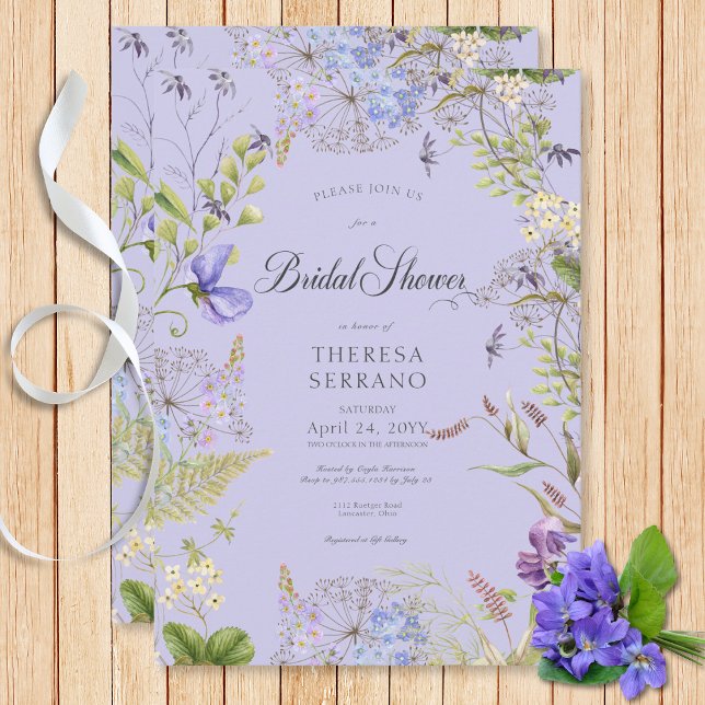 Rustikale Lila Wildblume Lila Brautparty Einladung (Rustic Purple Sage Wildflower Purple Bridal Shower Invitation)