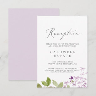 Rustikale Lilac-Hochzeitstippkarte Begleitkarte