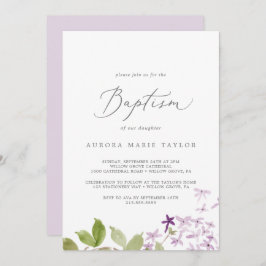 Rustikale Lilac-Taufe Einladung