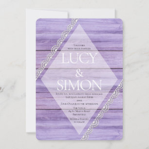 Rustikale Lilac Wood & Lace Country Style Wedding Einladung