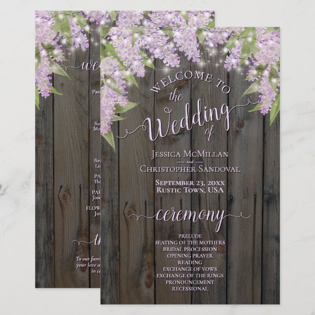 Rustikale Lilacs auf dem Programm für Hochzeiten i (Vorne/Hinten)