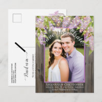 Rustikale Lilacs auf Holz Foto Hochzeit speichern