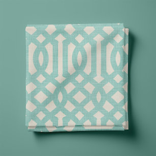 Rustikale Linen Beige und Aqua Trellis Stoff
