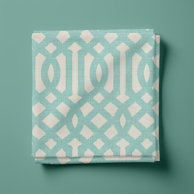 Rustikale Linen Beige und Aqua Trellis Stoff (Von Creator hochgeladen)