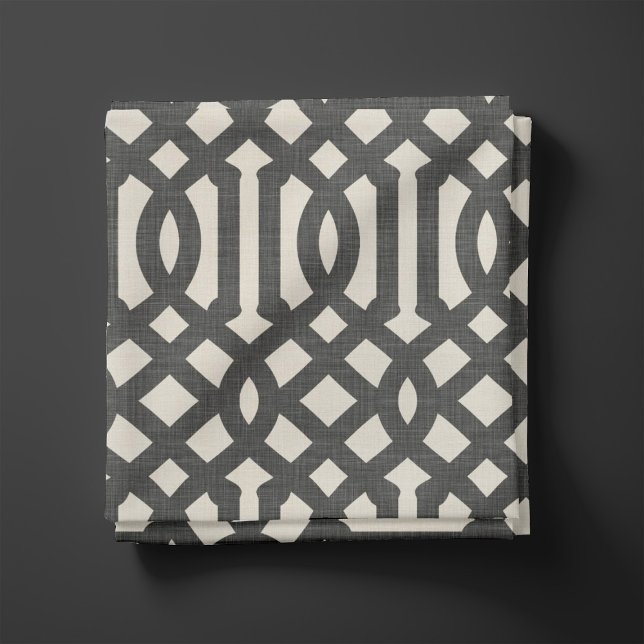 Rustikale Linen Beige und Charcoal Gray Trellis Stoff (Von Creator hochgeladen)