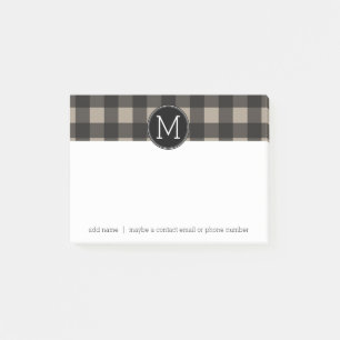 Rustikale Linen Black Buffalo Kariert Gingham Mono Post-it Klebezettel