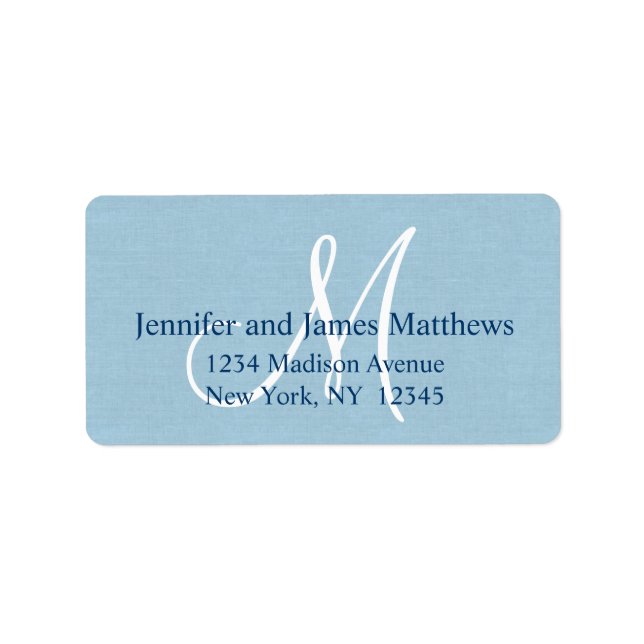 Rustikale Linen Monogram für Hochzeiten Adressaufkleber (Vorne)