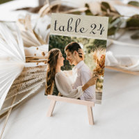 Rustikale Linen Wedding Foto Tischnummer