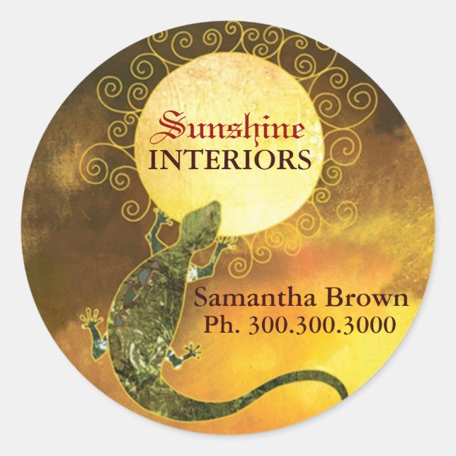 Rustikale Lizard hält das Sun-Geschäft Runder Aufkleber (Vorderseite)