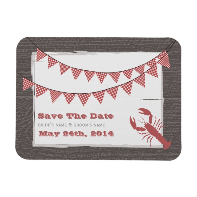 Rustikale Lobster & Gingham retten das Date Magnet (Horizontal)