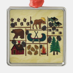 Rustikale Lodge Landhaus Weihnachten Silbernes Ornament