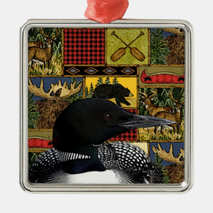 Rustikale Loon Northwood Kabine Ornament Aus Metall