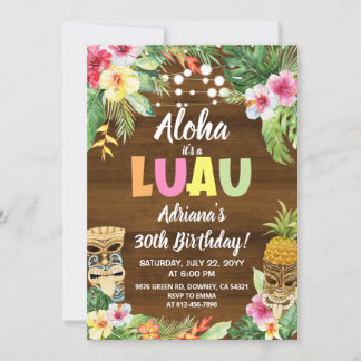 Rustikale LUAU Tropical Aloha Geburtstagseinladung Einladung