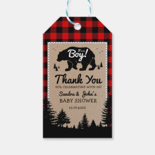 Rustikale Lumberjack Bear Adventure Baby Dusche Ge Geschenkanhänger