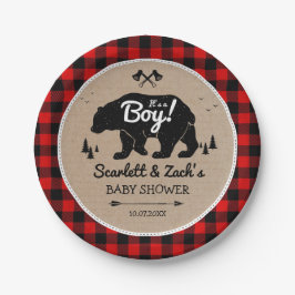 Rustikale Lumberjack Bear Boy Baby Dusche Pappteller