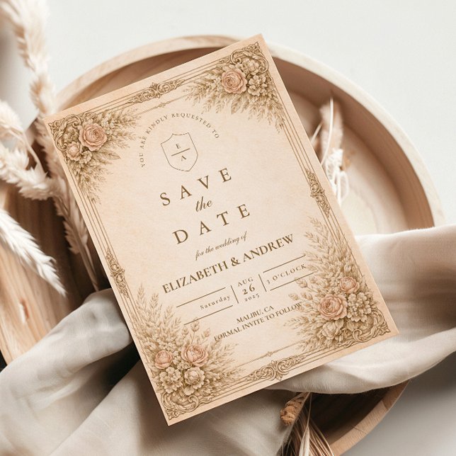 Rustikale Luxus-Botanische Florale Hochzeit Save The Date (Von Creator hochgeladen)