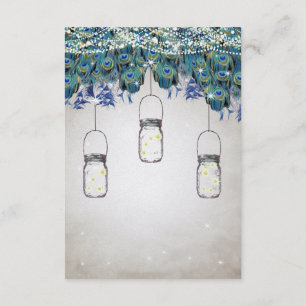 Rustikale Luxus-Mason-Jar-Navy-Türkis-Pfau Begleitkarte