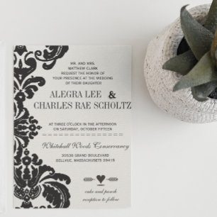 Rustikale Luxus-Vintage-Hochzeitskarten in Schwarz Einladung