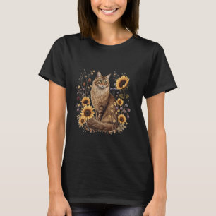 Rustikale Maine Coon Cat mit Sonnenblumen Blumenfe T-Shirt