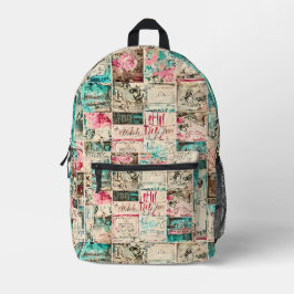 Rustikale Malerei Quadrate Muster Aquarell Bedruckter Rucksack