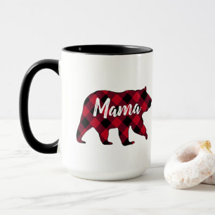 Rustikale Mama Bear Red Buffalo Karierte Tasse