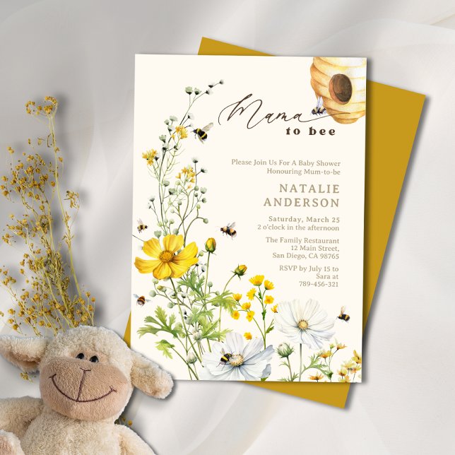 Rustikale Mama to Beer Garden Wildblumen Babydusch Einladung (Rustic Mama to Bee Garden Wildflowers Baby Shower Invitation)